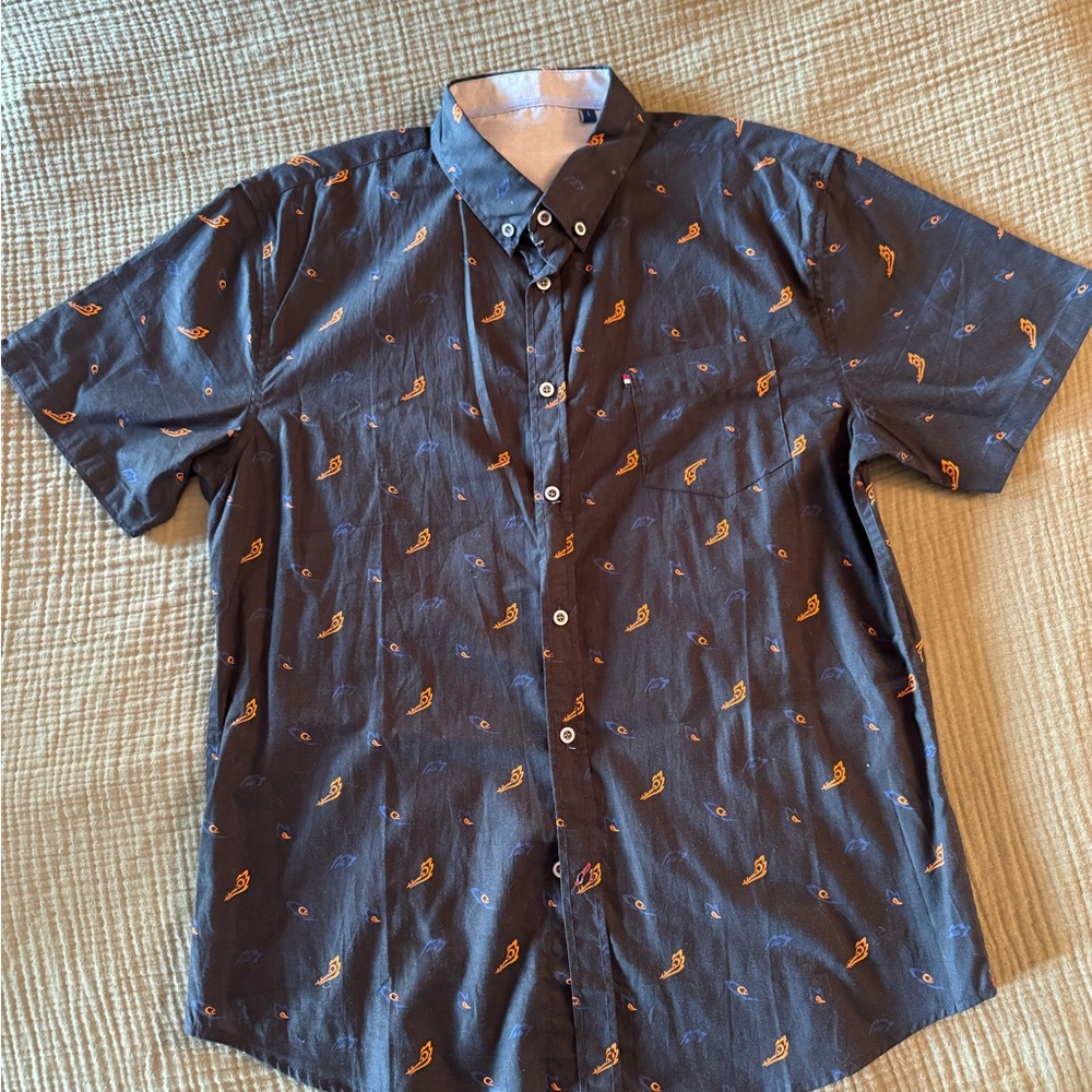 Men's Black Short-Sleeve Button Down